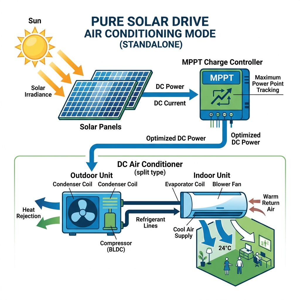 Mode A - Pure Solar Drive Diagram